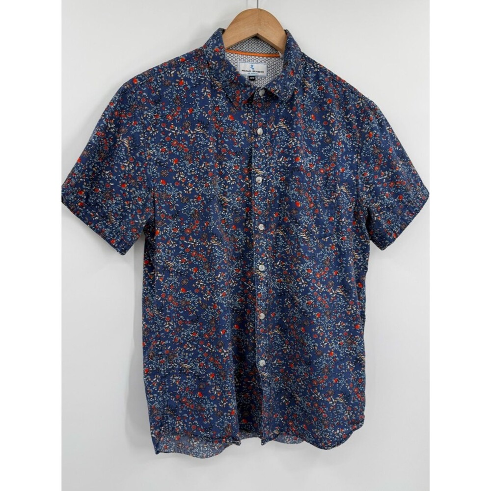 Michael Brandon Floral Short Sleeve Button-Down Shirt | Navy Multi | Medium